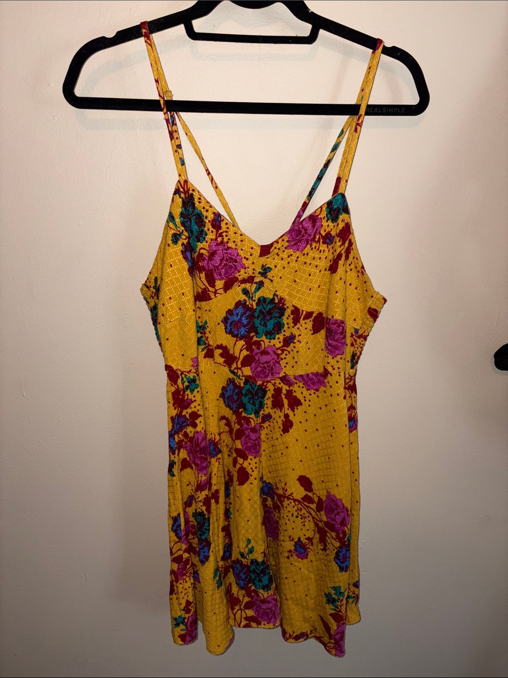 Free People Yellow Floral Spaghetti-Strap Dress